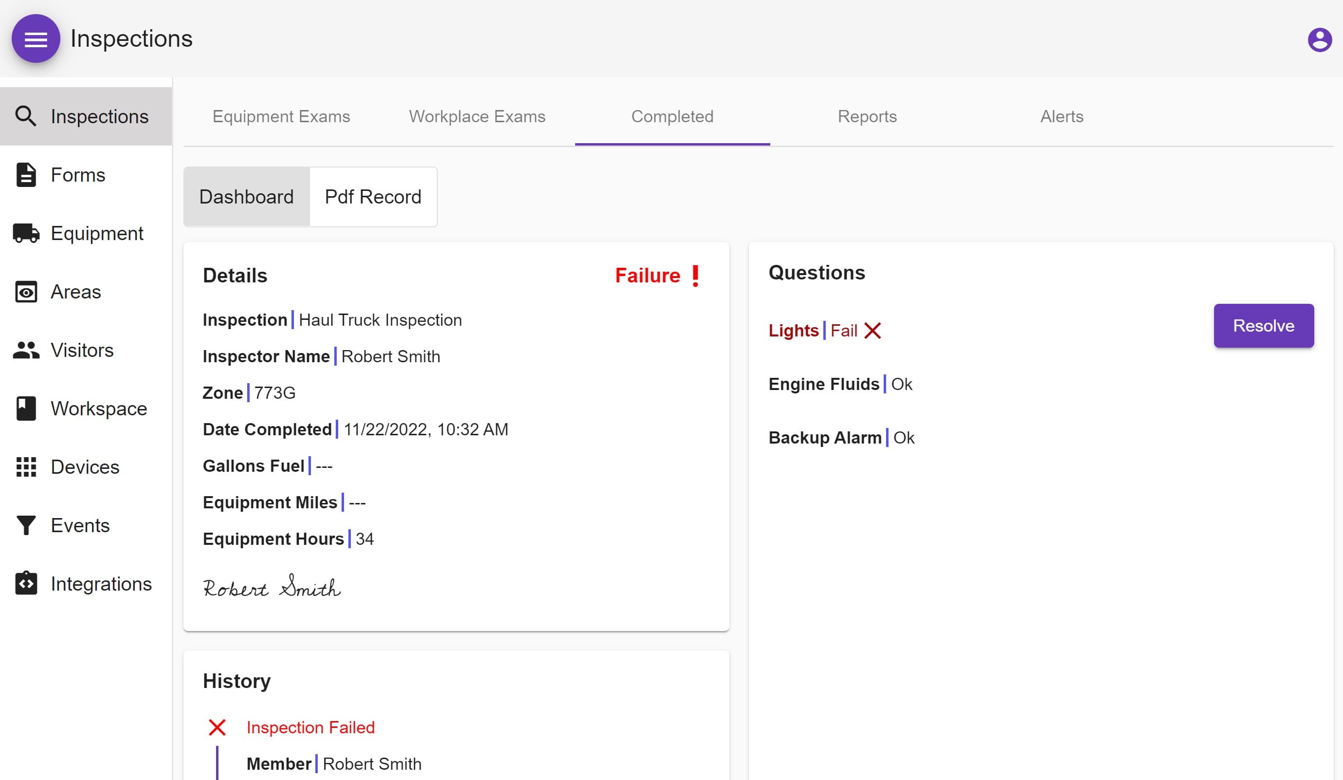 Safety Hazard Details View